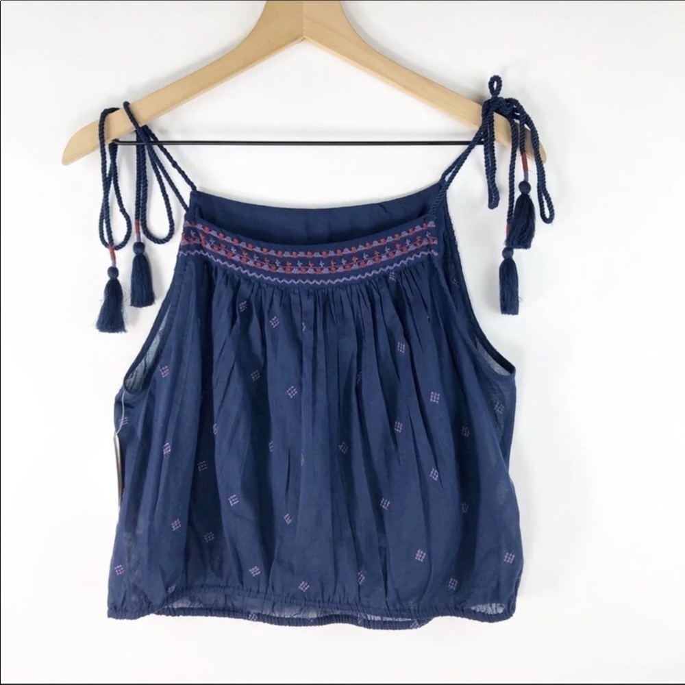 🔥 Free People Eternal love blue boho tank top Medium NWT - Picture 3 of 5